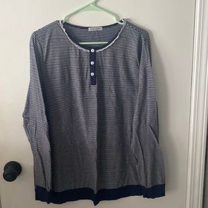 Navy blue and white pajama set